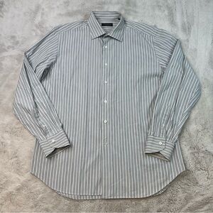 Canali Classic Gray Pinstripe Dress Shirt Mens Size 43 / 17 Button Up